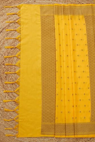 Soch Womens Mustard Silk Blend Woven Design Dupatta With Zari Woven