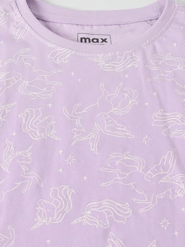 Max Girls Printed T-Shirt (Purple_2-3 Y)
