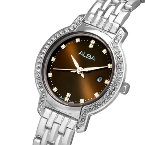 Alba Chocolate Brown Dial with Crystals-AH7CM3X1