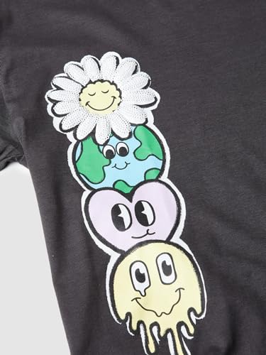 Max Girls Graphic Printed Boxy Fit Crop T-Shirt (S24EKT10CHARCOAL)_15-16Y