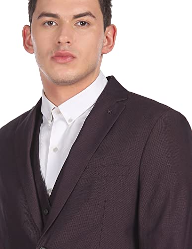 Men Wine Reversible Waistcoat Three Piece Suit