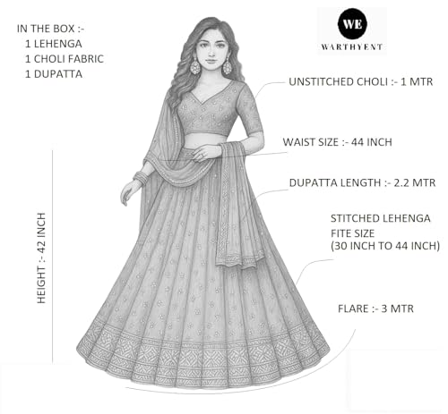 Warthy Ent Embroidery and Sequins work Net Fabric Lehenga Choli With Net Dupatta