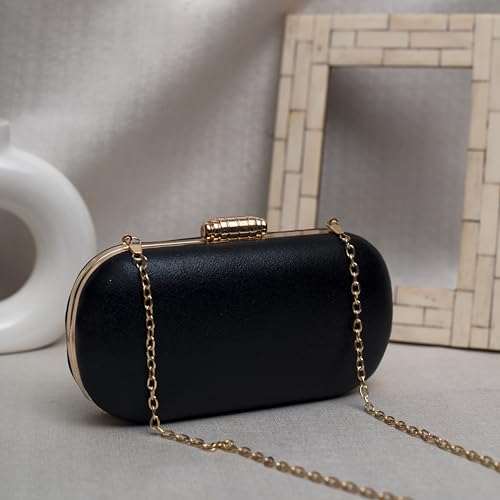 Artklim Shimmery Party Clutch Bag For Women (Black)