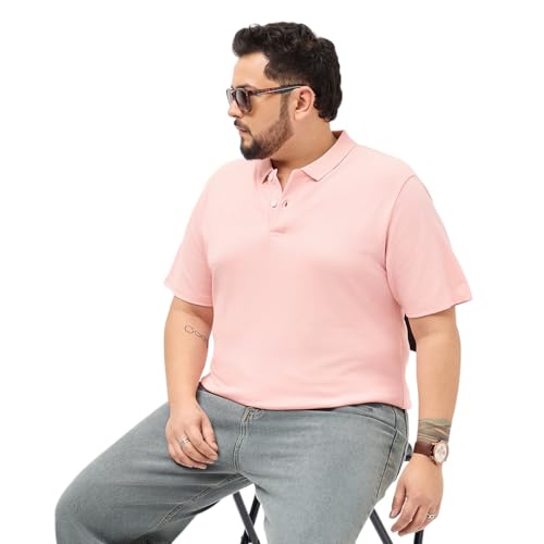 Urbano Plus Men's Dusty Pink Solid Regular Fit Half Sleeve Cotton Polo T-Shirt (pluspolosolp-01-dpink-4xl)