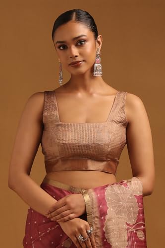 Soch Womens Onion Pink Tussar Botanical Saree