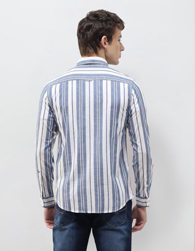U.S. Polo Assn. Denim Co. Men's Vertical Striped Regular Fit Shirt (UDSHT2236_Blue_40)