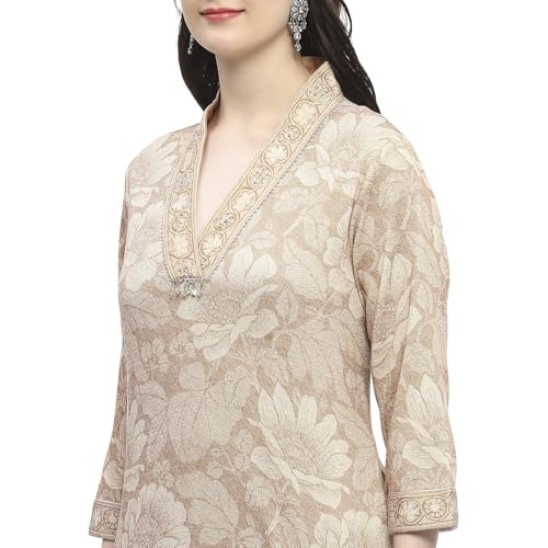 Biba Women's Beige Polyester Blend Straight Kurta Pants Set_38
