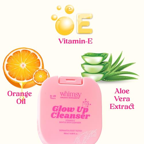 Whimsy Kids Organic Body Wash with Vitamin E| Dermatologist Tested | Gentle Daily Wash for teens & Preteens with Aloe Vera, Blood Orange & Niacinamide | 4–16 Years | Sulfate & Paraben Free | 180 ml
