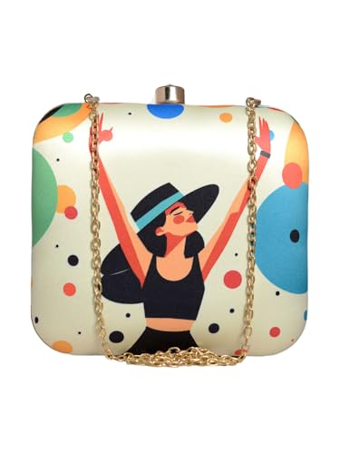 Artklim Cheerful Girl Portrait Printed Clutch