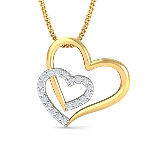 KuberBox 18KT Yellow Gold Beth Heart Pendant for Women