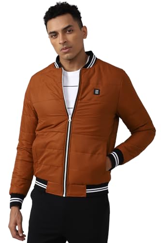 Van Heusen Men Orange Solid Casual Jacket