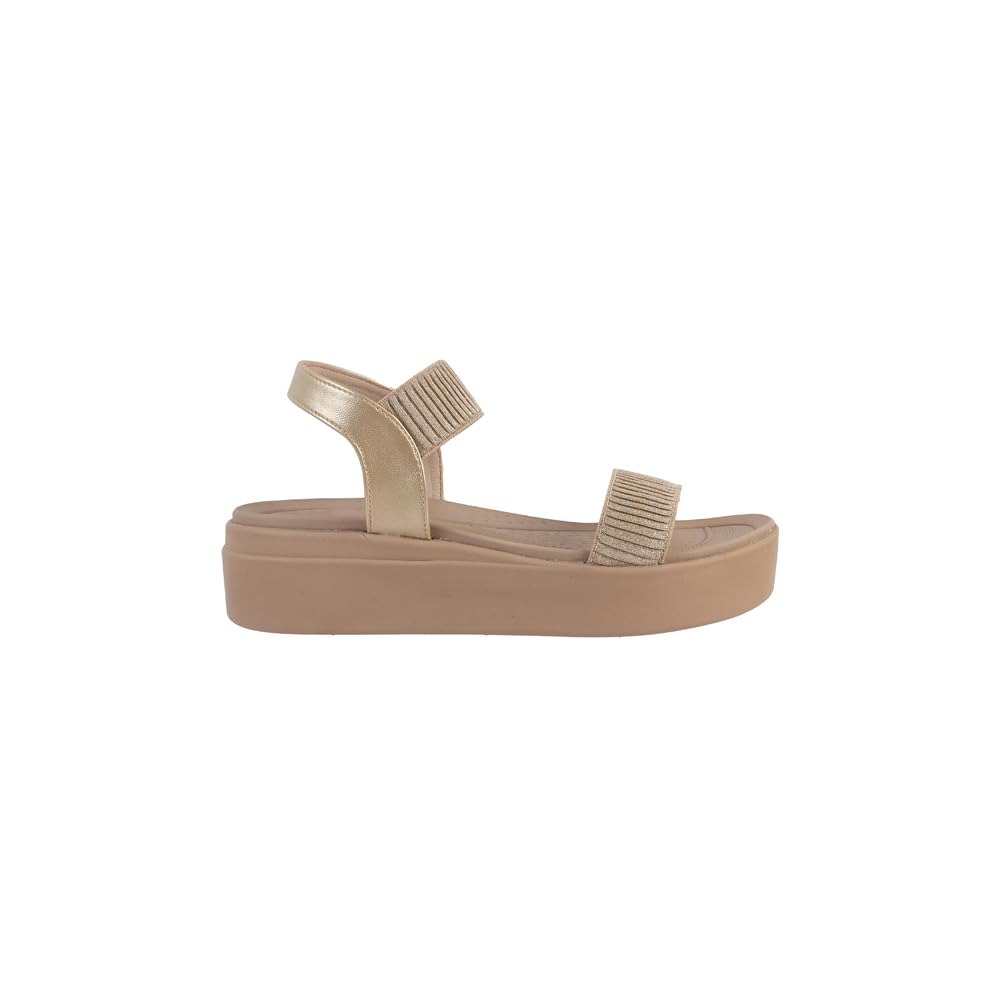 Mochi Women Gold Wedge Heel Comfort Sandal UK/6 EU/39 (34-924)