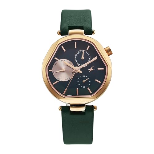 Fastrack TIK Tok 5.0 Quartz Green Shaped Dial Women's Watch | Leather Strap Material | Watches for Women Analog - 6319WL02