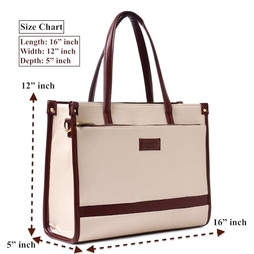 Pramadaa Pure Luxury Classic Madona Work Tote bags for women office use | hand bags for women's stylish | bags for women latest | Laptop Office Shoulder Handbag. (Walnut Beige)