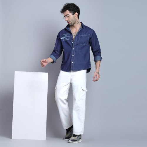 D Finish Men's Denim Casual Shirt | Full Sleeve | Regular Fit | Stylish Denim Shirt for Men (DF-0252A-XL)