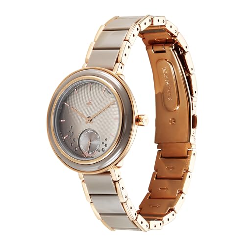 Fastrack Analog Women Grey Rose Gold Oceanyx-Ceramic Quartz Round Dial Watch,Solid Links Material,Band-6315KD02