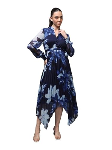 Kazo Omega Midi Dress with Belt (Blue_XS)