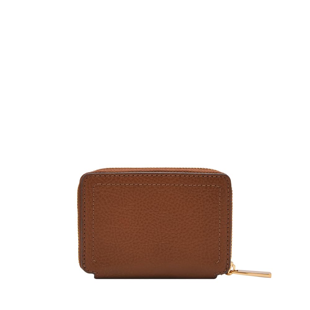 Fossil Women Leather Logan Brown Card Case Wallet Sl10045200