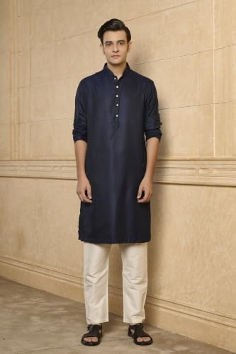 TASVA Navy Minimal Kurta Set | Size: XXL