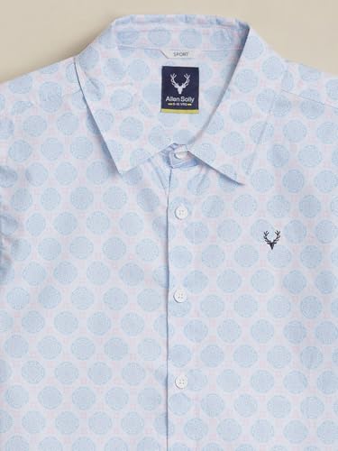 Boys White Print Casual Shirt