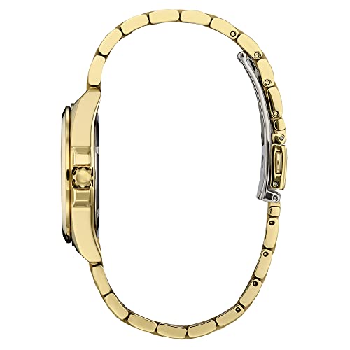Citizen Stainless Steel Women's Ladies' Eco-Drive Classic Peyten Analog Watch, Day-Date, Sapphire Crystal, Gold Tone, 9 Inches, Classic, Band_ Golden