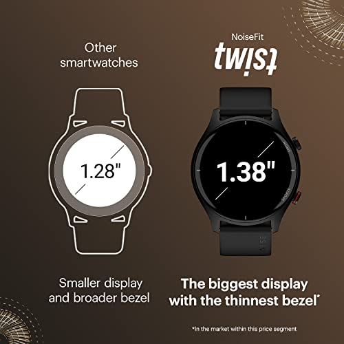 Noise Twist Round dial Smart Watch with Bluetooth Calling, 1.38" TFT Display, up-to 7 Days Battery, 100+ Watch Faces, IP68, Heart Rate Monitor, Sleep Tracking (Jet Black)