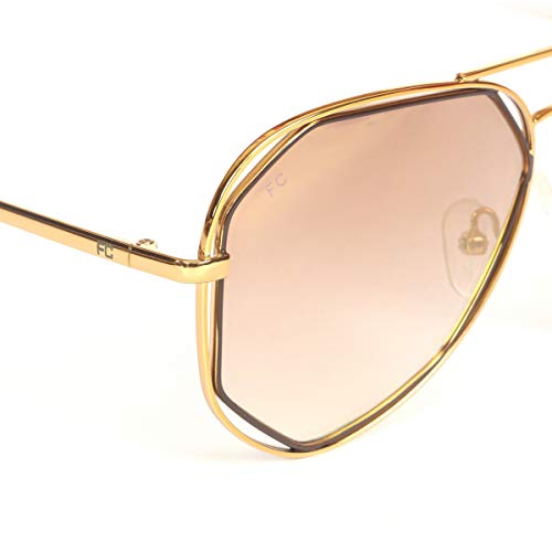 FCUK Mirrored Aviator Unisex Sunglasses - (FC 7386 C2 S|56|Gold Color Lens)
