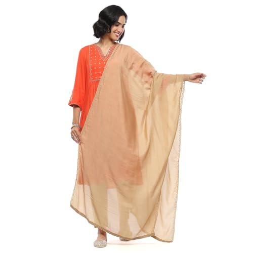 BIBA Women's Gold Polyester Dupatta_Free Size