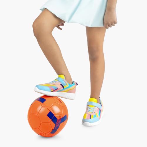 KazarMax Hopits Peach Abstract Sneakers for Girls -3 UK