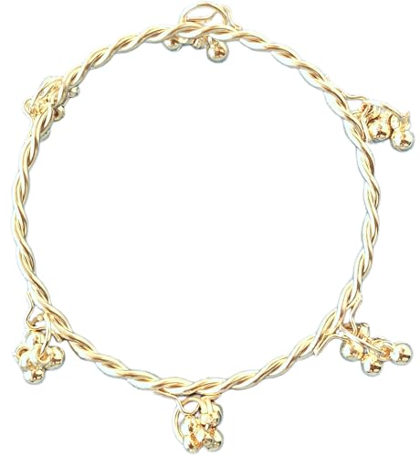 JPS Viral (Set of 8 Pcs) Kashmiri Ghungroo Gold-Plated Bangles| Ethnic Traditional Handcrafted Ghungroo Bangles/Chudi for Wedding, Party & Regular | Navratri Special (Golden, 2-6, 6 Star Plain)