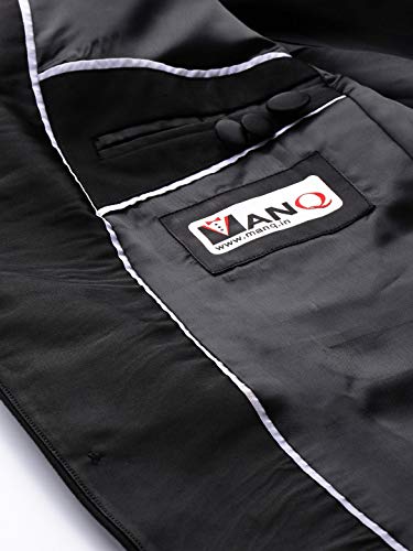 MANQ Men Black Solid Slim Fit Tuxedo Suit (Size: 44)
