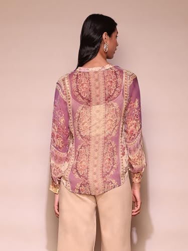 Label RITU KUMAR Lilac Floral Print Shirt Blouse with Inner