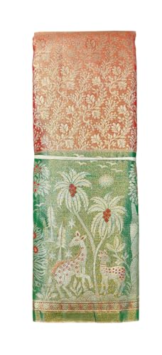 VFCollections Women's Traditional Handloom Kanchipuram Silk Pure Pattu Sarees | Rich Zari Woven Design | Bridal Saree | Unstitched Blouse-8 (VFC725-2)