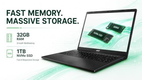 Acer TravelLite TL05-41M Smart Laptop | 15.6" FHD Display | AMD Ryzen 7 7730U | 32GB RAM | 1TB NVMe SSD | AMD Radeon Graphics | Windows 11 + MS Office 2024 | Wi-Fi 6 | 3-Year Warranty | Black