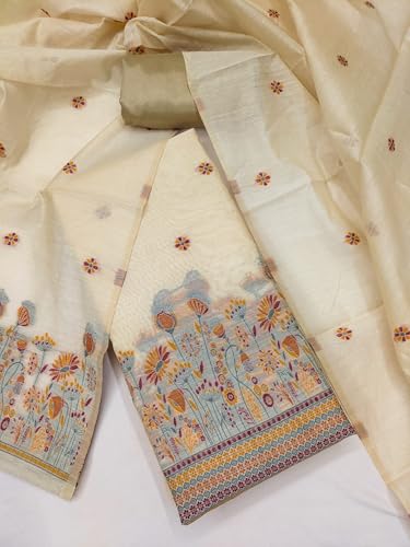 Leeli Peeri Designer Women's Chanderi Jacquard Unstitched Dress Material