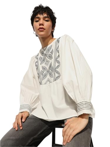 ONLY Women's Fit and Flare White Top