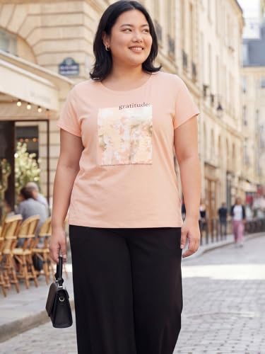 Max Women Metallic Printed T-Shirt (Pink_6XL)