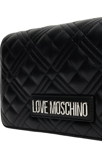 Love Moschino Quilled PU Bag Black + Galv.Nickel