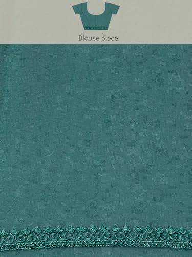 MOHEY Women's Georgette Embroidered Rhinestone Embellished Saree(Green)