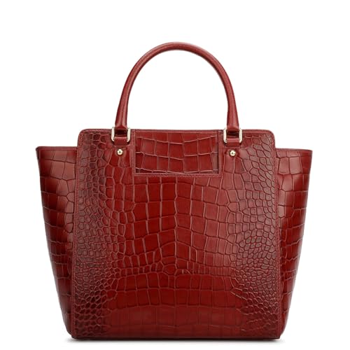 Da Milano Leather Red Satchel Bag for Women (00687OL)