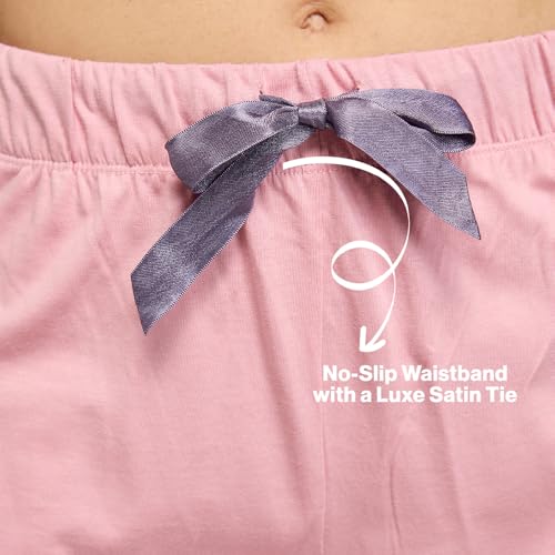 NYKD (NYS912 Soft Cotton Modal Shorts for Women | Relaxed Fit with Non Slip Elasticated Waistband, Adjustable Drawcord & 2 Side Pockets | Ideal for Night, Lounge Pink