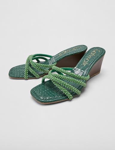 Catwalk Women Stylised SLIP-ON Wedges | For Women & Girls (GREEN,8 UK)