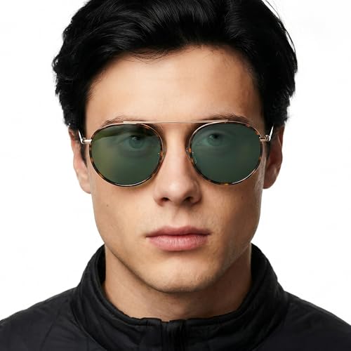 John Jacobs | Gold Green Round | UV Protected Sunglasses | For Men & Women | Size - Medium | JJ S13870
