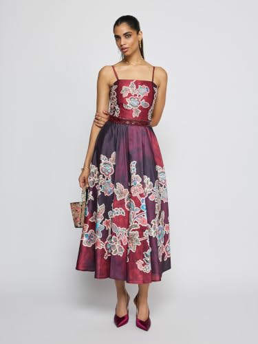 Label RITU KUMAR Burgundy Cosenza Long Dress