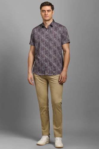 Louis Philippe Men Purple Print Half Sleeves Casual Shirt
