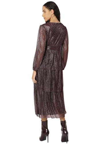 VERO MODA Women's Fit and Flare Maroon Dress