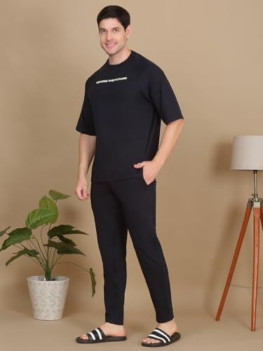 Sweet Dreams Mens Solid Co-Ord Set Navy
