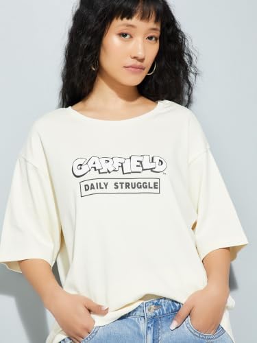 Max URB_N Women Garfield Printed T-Shirt (Beige_L)