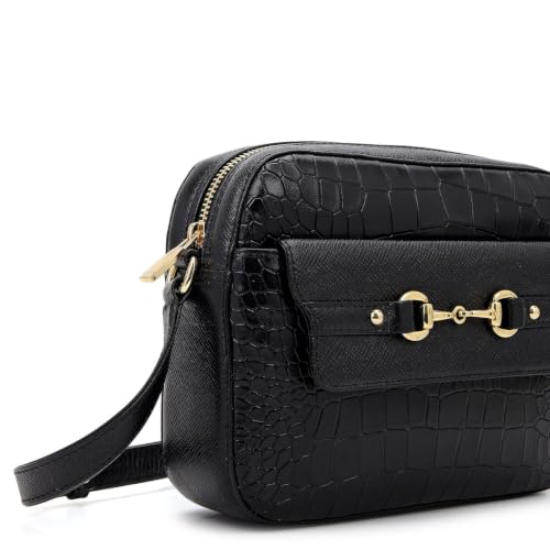 Da Milano Leather Sling Bag for Women - Black