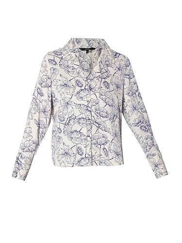VERO MODA Women Printed Polyester Regular Fit Blue Shirt